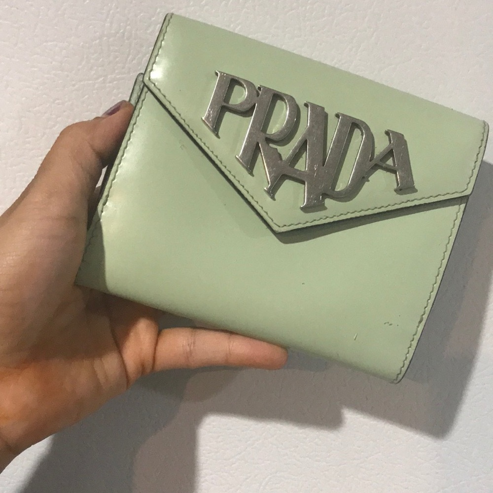 Prada wallet very light green